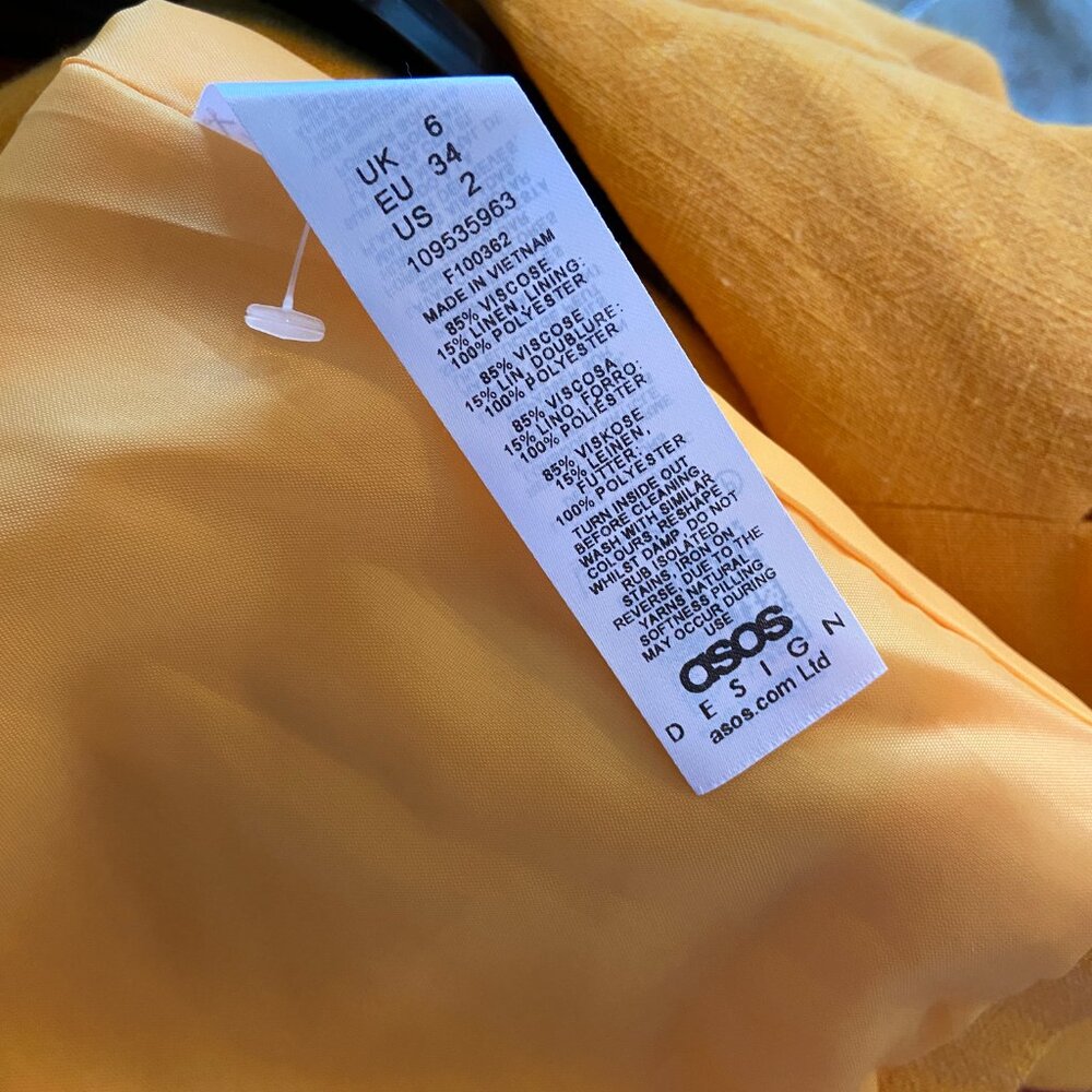 Asos Design Orange Linen Blazer - Picture 5 of 6